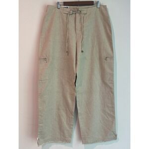 Nonterah African Urban Apparel Linen Wide Leg Cargo Pants Beige Cowrie Shell XL